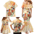 Australia Flame Robin Family Matching Mermaid Dress and Hawaiian Shirt Petroica Phoenicea Banksia Indigenous Art - Aussie Hoodie