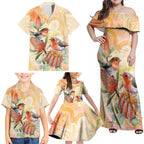 Australia Flame Robin Family Matching Off Shoulder Maxi Dress and Hawaiian Shirt Petroica Phoenicea Banksia Indigenous Art - Aussie Hoodie