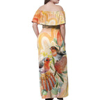 Australia Flame Robin Family Matching Off Shoulder Maxi Dress and Hawaiian Shirt Petroica Phoenicea Banksia Indigenous Art - Aussie Hoodie