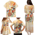 Australia Flame Robin Family Matching Puletasi and Hawaiian Shirt Petroica Phoenicea Banksia Indigenous Art - Aussie Hoodie