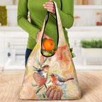 Australia Flame Robin Grocery Bag Petroica Phoenicea Banksia Indigenous Art - Aussie Hoodie