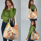 Australia Flame Robin Grocery Bag Petroica Phoenicea Banksia Indigenous Art - Aussie Hoodie