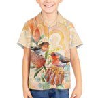 Australia Flame Robin Hawaiian Shirt Petroica Phoenicea Banksia Indigenous Art - Aussie Hoodie