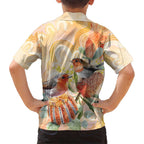 Australia Flame Robin Hawaiian Shirt Petroica Phoenicea Banksia Indigenous Art - Aussie Hoodie