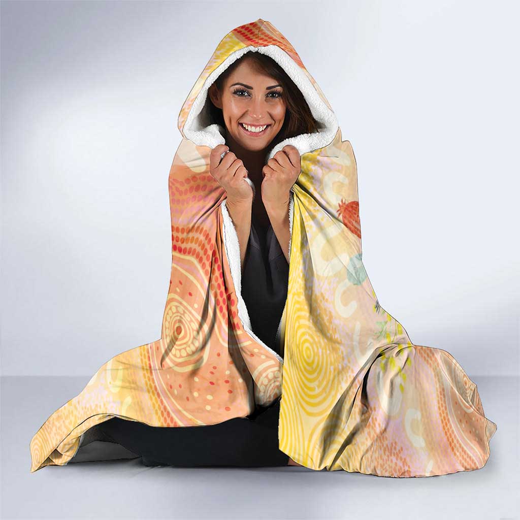 Australia Flame Robin Hooded Blanket Petroica Phoenicea Banksia Indigenous Art - Aussie Hoodie