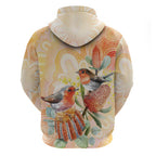 Australia Flame Robin Hoodie Petroica Phoenicea Banksia Indigenous Art - Aussie Hoodie