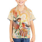 Australia Flame Robin Kid Hawaiian Shirt Petroica Phoenicea Banksia Indigenous Art - Aussie Hoodie