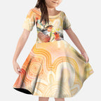 Australia Flame Robin Kid Short Sleeve Dress Petroica Phoenicea Banksia Indigenous Art - Aussie Hoodie