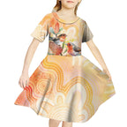 Australia Flame Robin Kid Short Sleeve Dress Petroica Phoenicea Banksia Indigenous Art - Aussie Hoodie