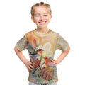 Australia Flame Robin Kid T Shirt Petroica Phoenicea Banksia Indigenous Art - Aussie Hoodie