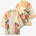 Australia Flame Robin Kimono Petroica Phoenicea Banksia Indigenous Art - Aussie Hoodie