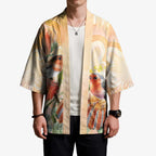 Australia Flame Robin Kimono Petroica Phoenicea Banksia Indigenous Art - Aussie Hoodie