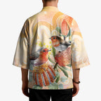 Australia Flame Robin Kimono Petroica Phoenicea Banksia Indigenous Art - Aussie Hoodie