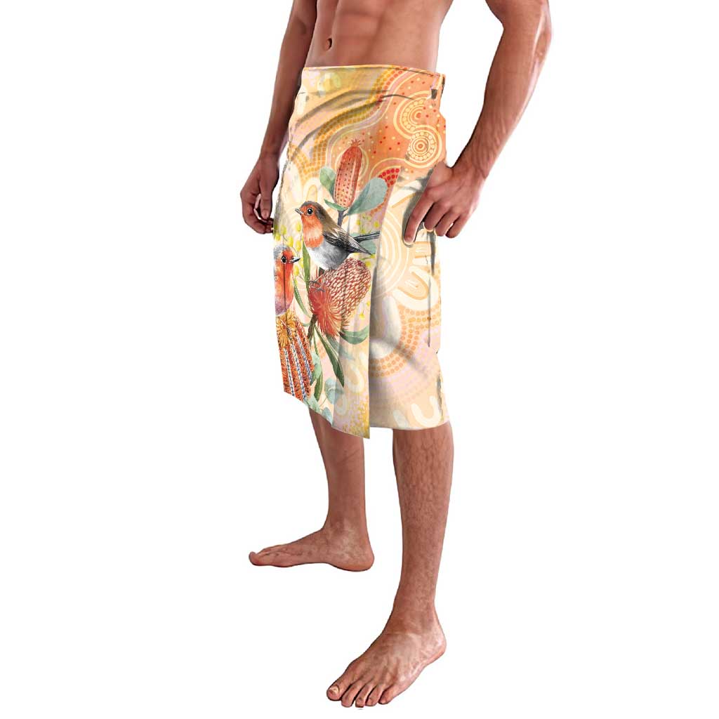 Australia Flame Robin Lavalava Petroica Phoenicea Banksia Indigenous Art - Aussie Hoodie