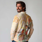 Australia Flame Robin Long Sleeve Polo Shirt Petroica Phoenicea Banksia Indigenous Art - Aussie Hoodie