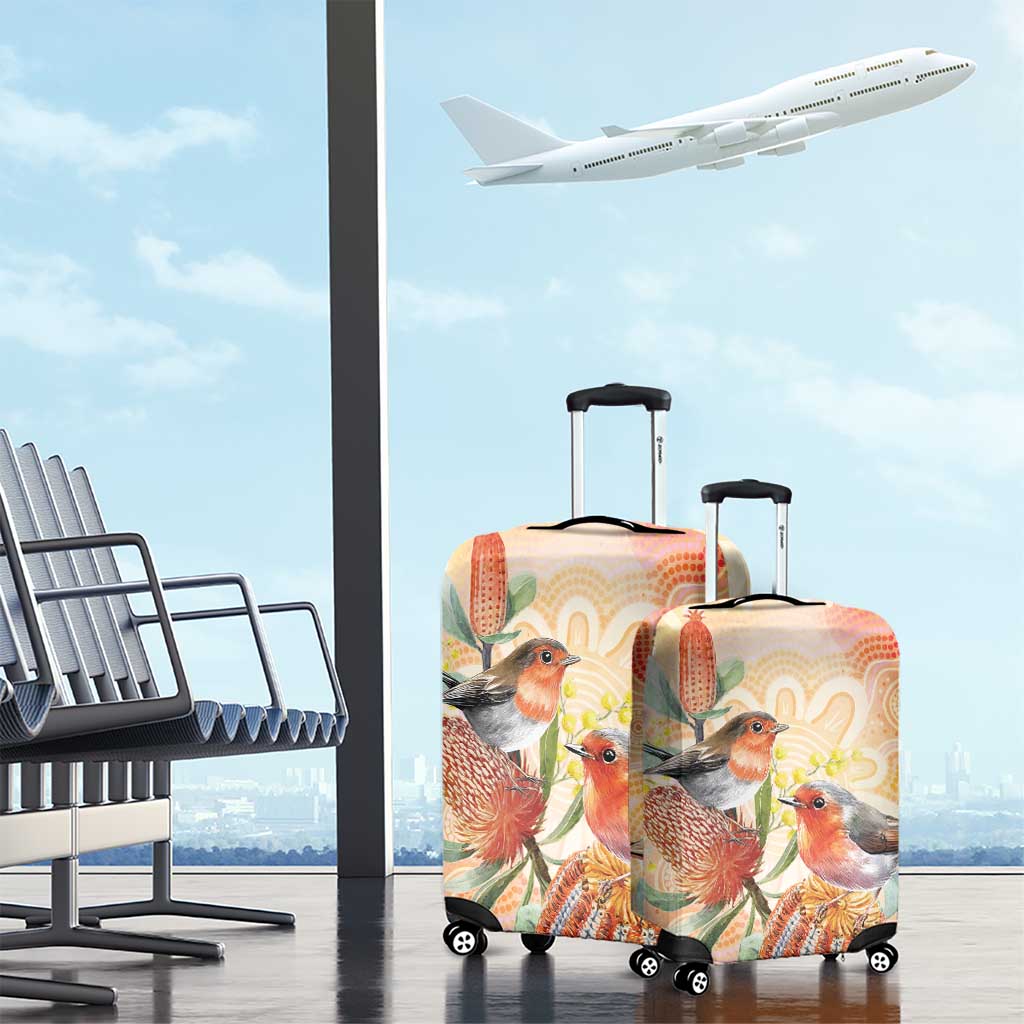 Australia Flame Robin Luggage Cover Petroica Phoenicea Banksia Indigenous Art - Aussie Hoodie