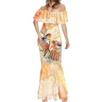 Australia Flame Robin Mermaid Dress Petroica Phoenicea Banksia Indigenous Art - Aussie Hoodie