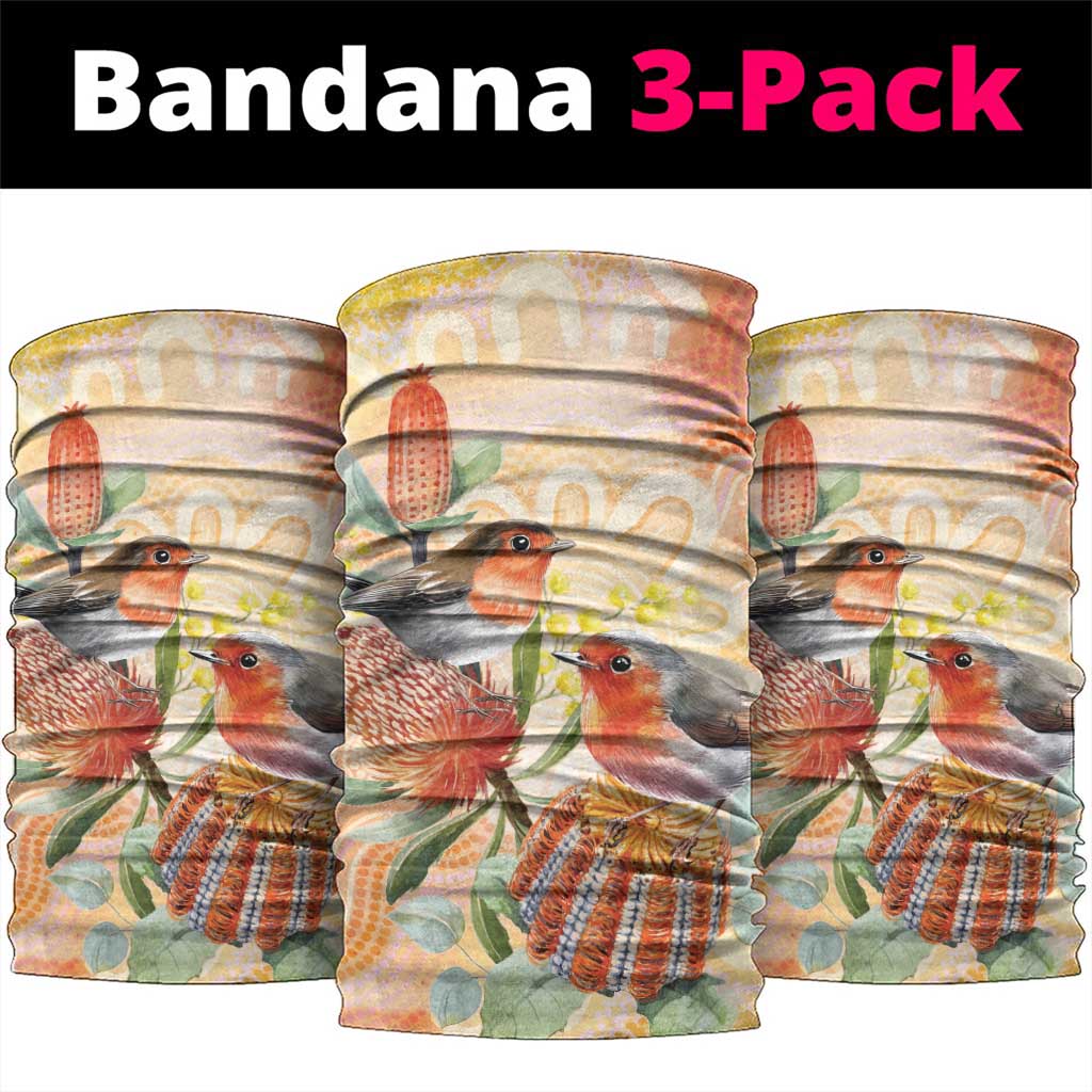 Australia Flame Robin Neck Gaiter Petroica Phoenicea Banksia Indigenous Art - Aussie Hoodie