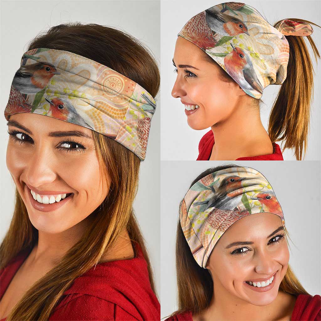 Australia Flame Robin Neck Gaiter Petroica Phoenicea Banksia Indigenous Art - Aussie Hoodie