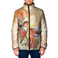 Australia Flame Robin Padded Jacket Petroica Phoenicea Banksia Indigenous Art - Aussie Hoodie