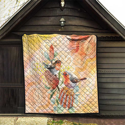 Australia Flame Robin Quilt Petroica Phoenicea Banksia Indigenous Art - Aussie Hoodie