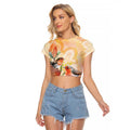 Australia Flame Robin Raglan Cropped T Shirt Petroica Phoenicea Banksia Indigenous Art - Aussie Hoodie