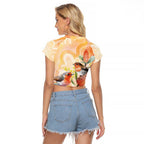 Australia Flame Robin Raglan Cropped T Shirt Petroica Phoenicea Banksia Indigenous Art - Aussie Hoodie