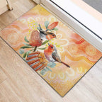 Australia Flame Robin Rubber Doormat Petroica Phoenicea Banksia Indigenous Art - Aussie Hoodie