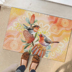 Australia Flame Robin Rubber Doormat Petroica Phoenicea Banksia Indigenous Art - Aussie Hoodie