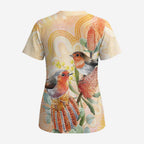 Australia Flame Robin Scrub Top Petroica Phoenicea Banksia Indigenous Art - Aussie Hoodie
