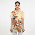 Australia Flame Robin Scrub Top Petroica Phoenicea Banksia Indigenous Art - Aussie Hoodie