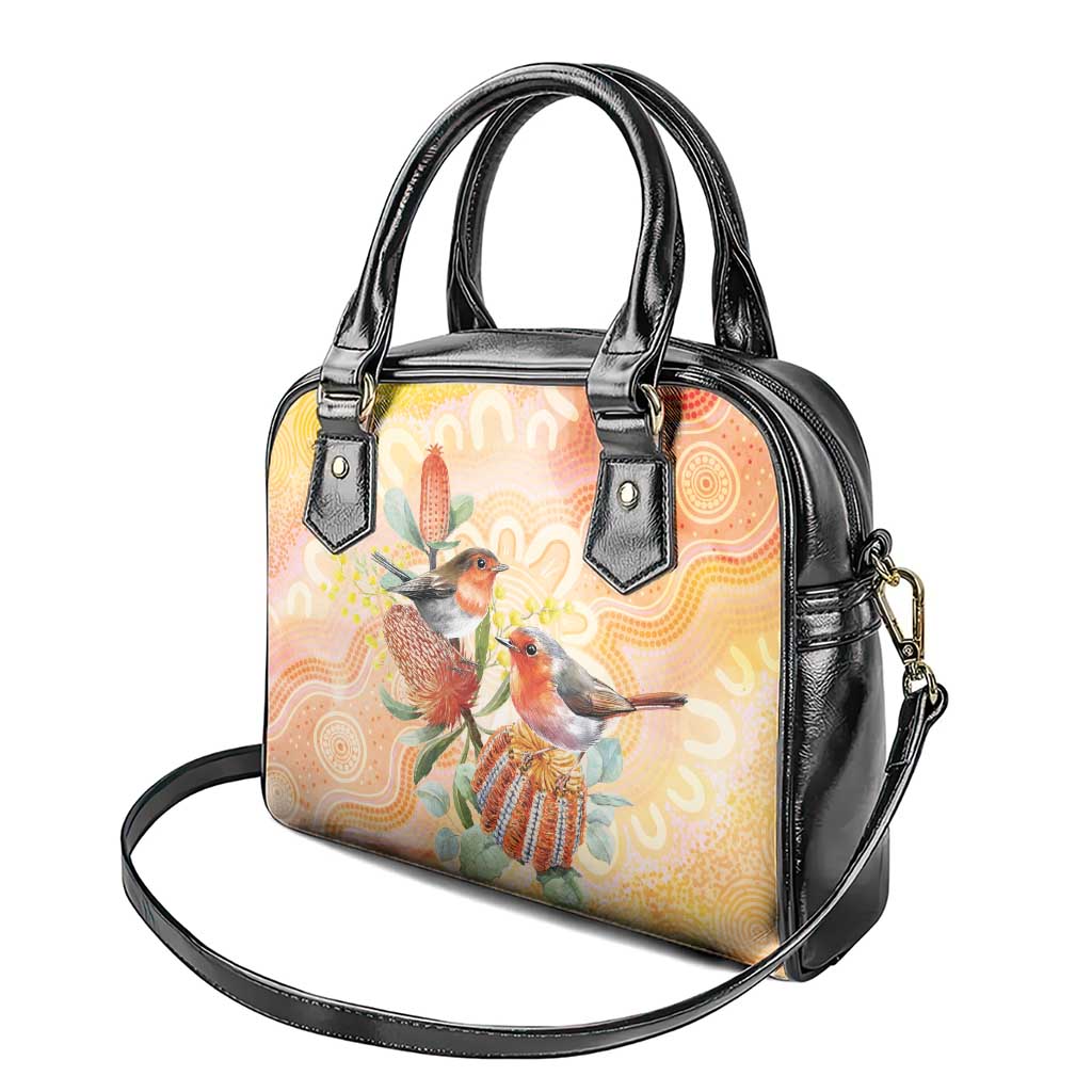 Australia Flame Robin Shoulder Handbag Petroica Phoenicea Banksia Indigenous Art - Aussie Hoodie