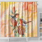 Australia Flame Robin Shower Curtain Petroica Phoenicea Banksia Indigenous Art - Aussie Hoodie