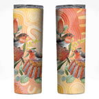 Australia Flame Robin Skinny Tumbler Petroica Phoenicea Banksia Indigenous Art - Aussie Hoodie