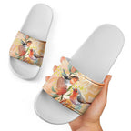Australia Flame Robin Slide Sandals Petroica Phoenicea Banksia Indigenous Art - Aussie Hoodie
