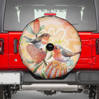 Australia Flame Robin Spare Tire Cover Petroica Phoenicea Banksia Indigenous Art - Aussie Hoodie