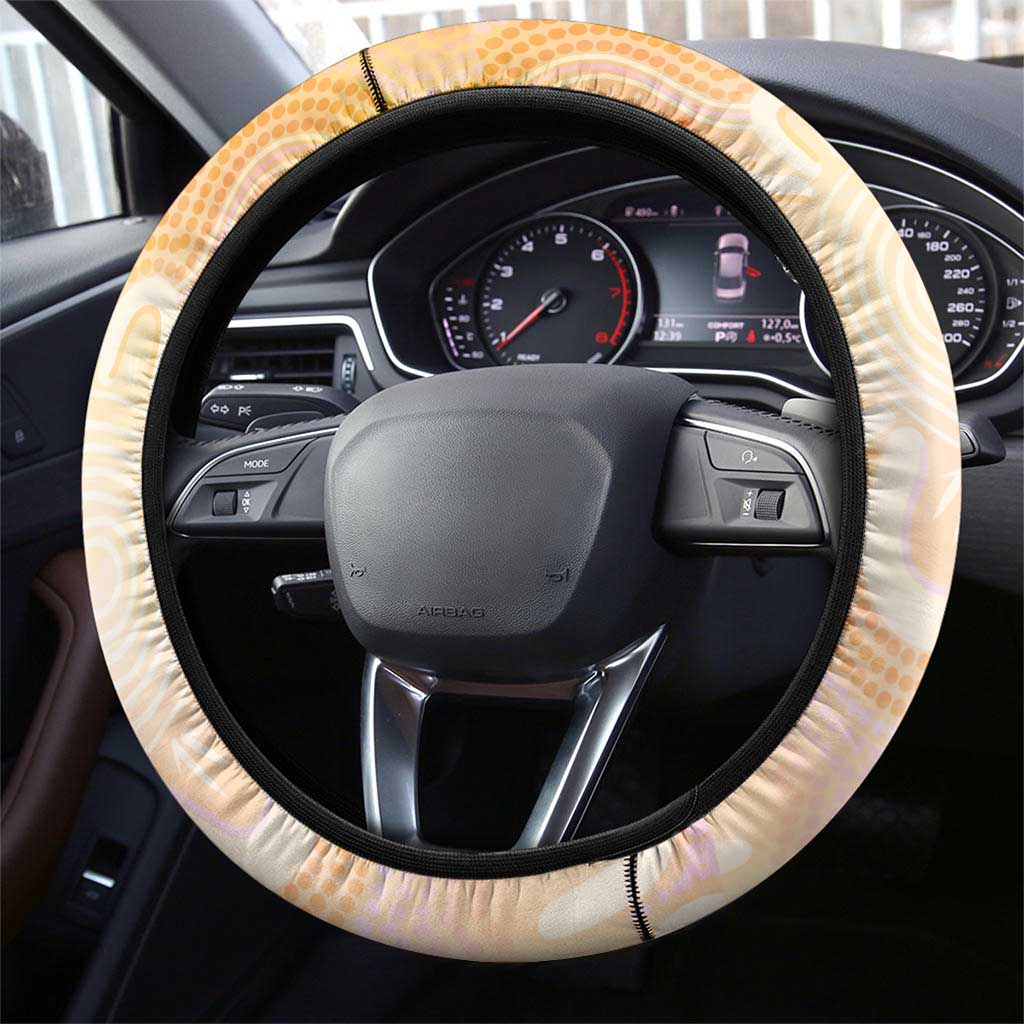 Australia Flame Robin Steering Wheel Cover Petroica Phoenicea Banksia Indigenous Art - Aussie Hoodie