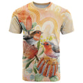 Australia Flame Robin T Shirt Petroica Phoenicea Banksia Indigenous Art - Aussie Hoodie