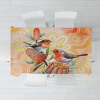 Australia Flame Robin Tablecloth Petroica Phoenicea Banksia Indigenous Art - Aussie Hoodie
