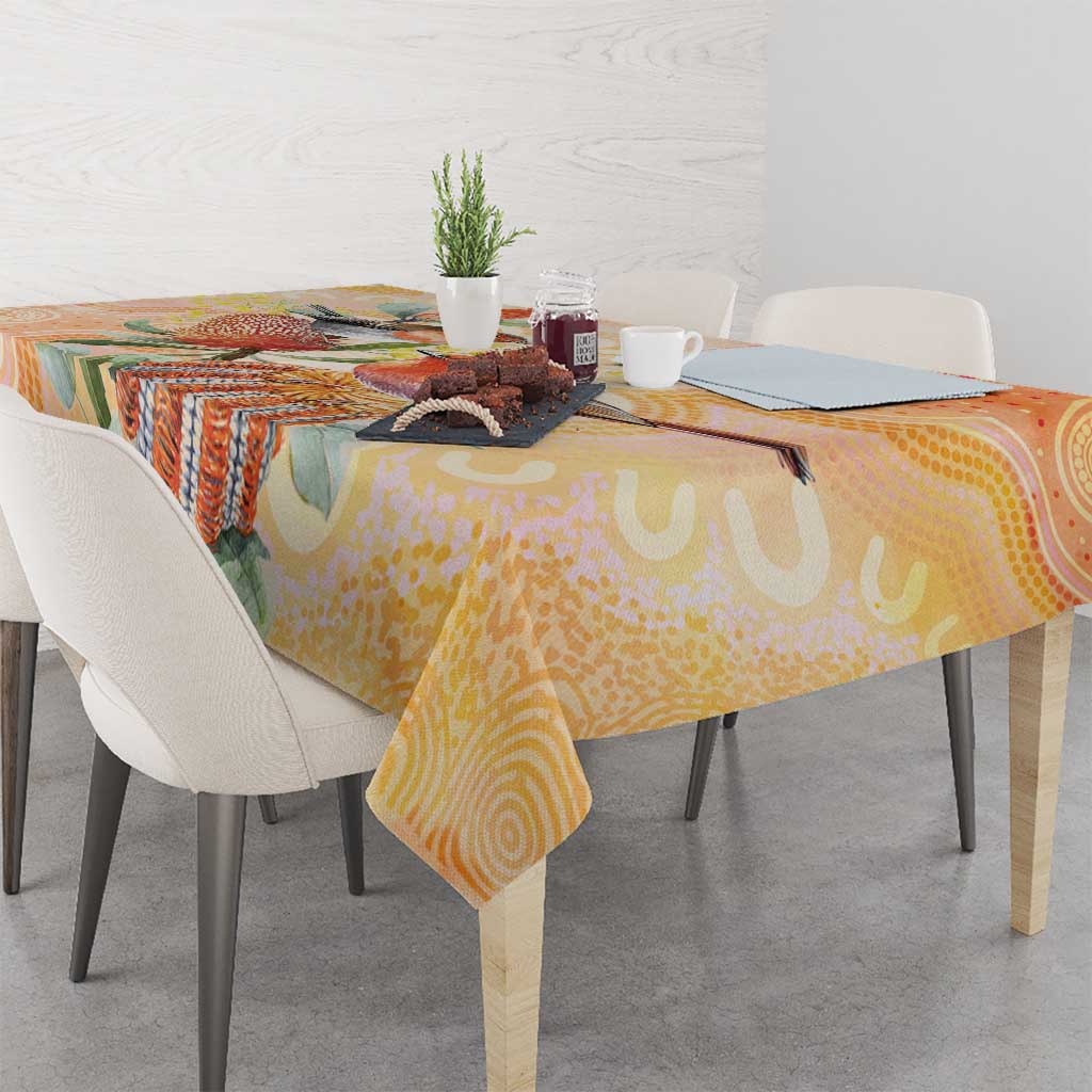 Australia Flame Robin Tablecloth Petroica Phoenicea Banksia Indigenous Art - Aussie Hoodie