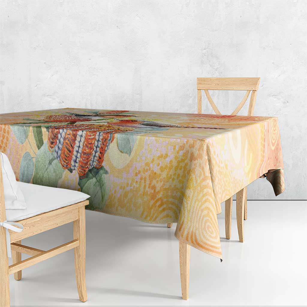 Australia Flame Robin Tablecloth Petroica Phoenicea Banksia Indigenous Art - Aussie Hoodie