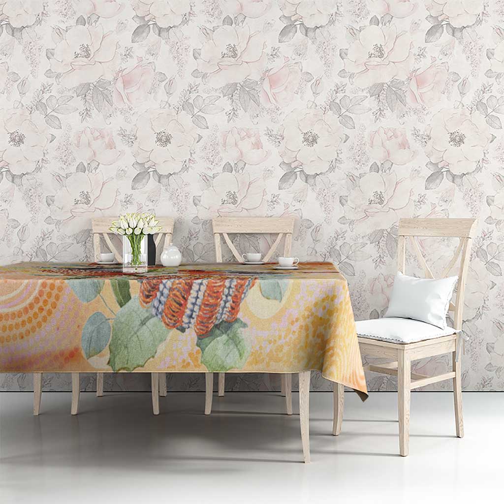 Australia Flame Robin Tablecloth Petroica Phoenicea Banksia Indigenous Art - Aussie Hoodie