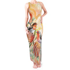 Australia Flame Robin Tank Maxi Dress Petroica Phoenicea Banksia Indigenous Art - Aussie Hoodie