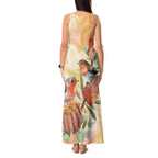 Australia Flame Robin Tank Maxi Dress Petroica Phoenicea Banksia Indigenous Art - Aussie Hoodie