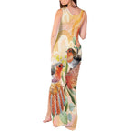 Australia Flame Robin Tank Maxi Dress Petroica Phoenicea Banksia Indigenous Art - Aussie Hoodie