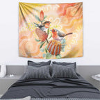 Australia Flame Robin Tapestry Petroica Phoenicea Banksia Indigenous Art - Aussie Hoodie