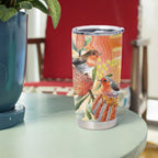 Australia Flame Robin Tumbler Cup Petroica Phoenicea Banksia Indigenous Art - Aussie Hoodie
