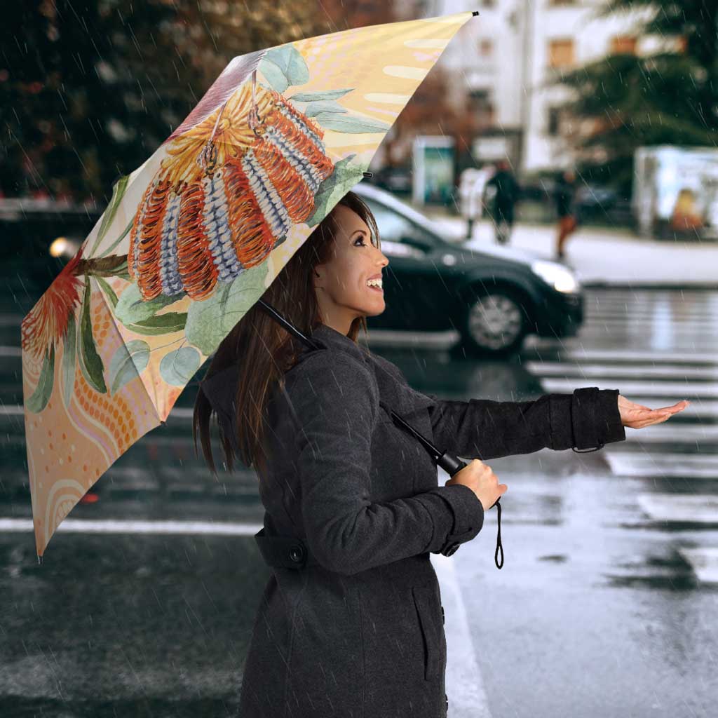 Australia Flame Robin Umbrella Petroica Phoenicea Banksia Indigenous Art - Aussie Hoodie