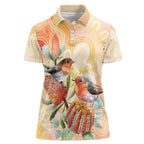 Australia Flame Robin Women Polo Shirt Petroica Phoenicea Banksia Indigenous Art - Aussie Hoodie