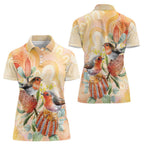 Australia Flame Robin Women Polo Shirt Petroica Phoenicea Banksia Indigenous Art - Aussie Hoodie